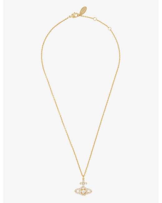 Vivienne Westwood Olympia Brass And Cubic Zirconia Necklace in White ...