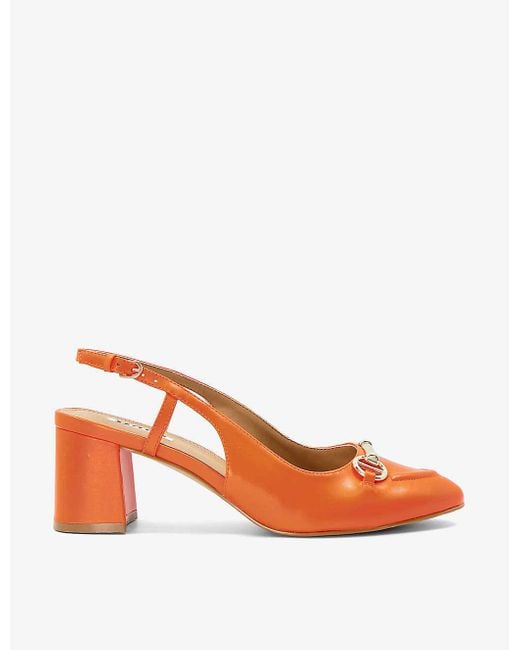 Dune Orange Cassie Horsebit-embellished Leather Slingback Heels