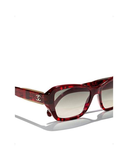 Chanel Red Ch5516 Butterfly-frame Tortoiseshell Acetate Sunglasses