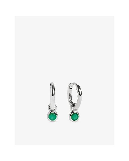 Monica Vinader White May Birthstone Sterling- And Onyx Huggie Earrings