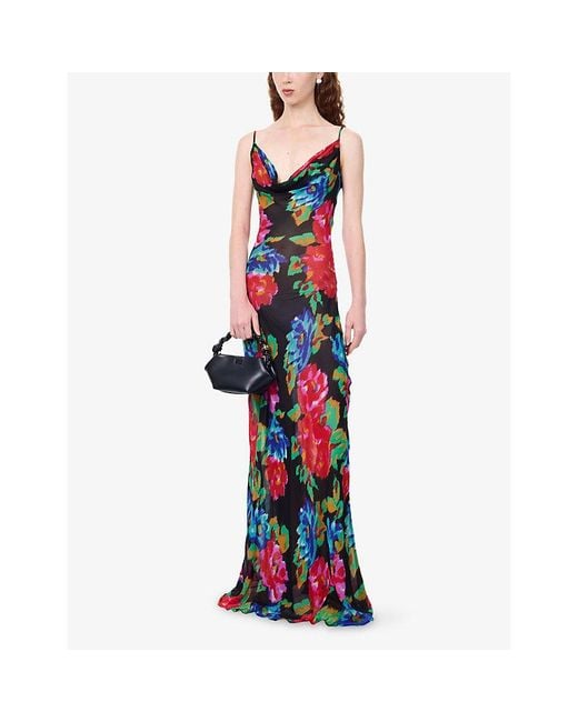 Rat & Boa Red Casablanca Floral-Print Georgette Maxi Dress