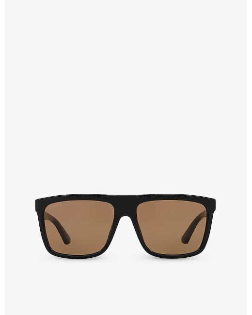 Gucci Metallic gg0748s Rectangular-frame Injected Sunglasses