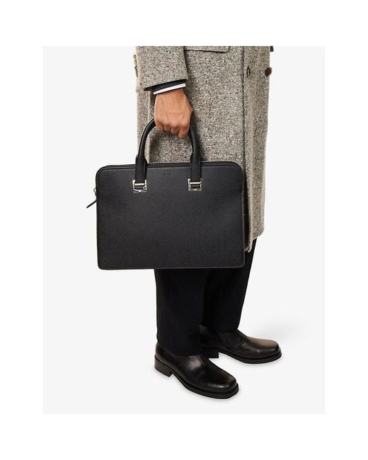 Dunhill Black Cadogan Single-Gusset Leather Document Case for men