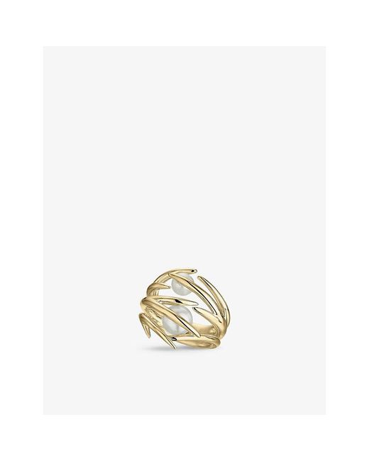 Shaun Leane Metallic Cherry Blossom-Plated Vermeil And Pearl Ring