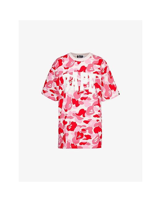 A Bathing Ape Red Camouflage-pattern Relaxed-fit Cotton-jersey T-shirt