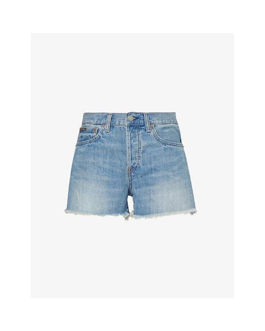 Polo Ralph Lauren Blue Mid-rise Straight-leg Denim Shorts