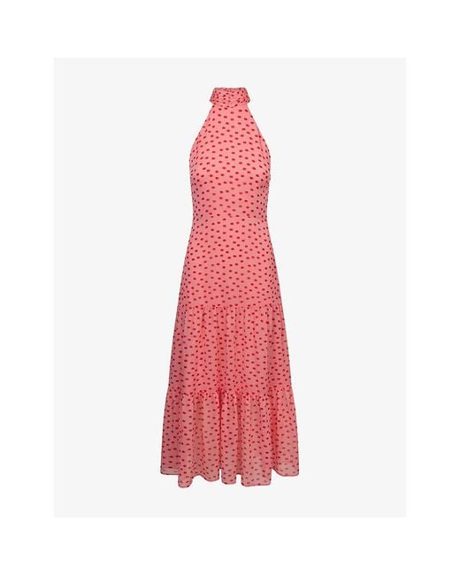 OMNES Pink Romeo Polka-Dot Chiffon Maxi Dress