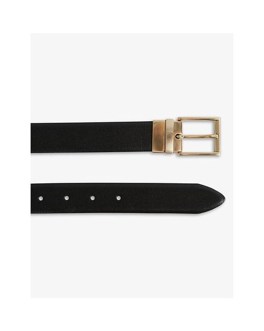Reiss Black Ricky Reversible Leather Belt for men