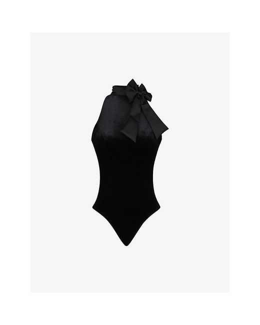 House Of Cb Black Blair Bodysuit With Optional Bow Xs (A-C Cup)