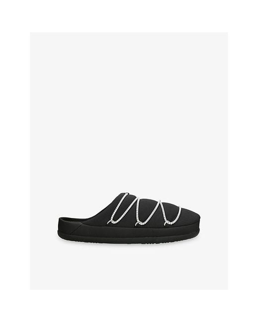 Moon Boot Black Soft Woven Slippers for men