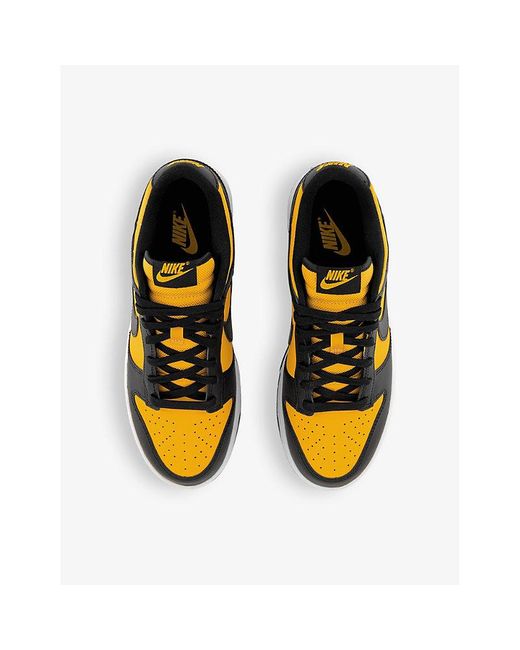 Nike Yellow Dunk Low Panelled Leather Low-top Trainers for men