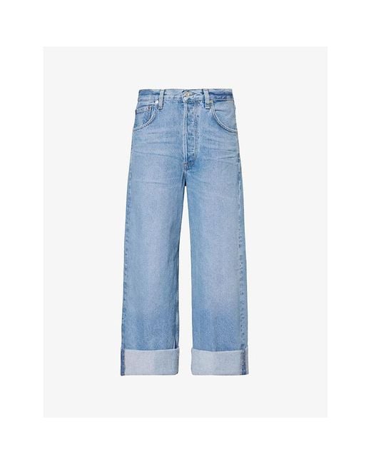Citizens of Humanity Blue Ayla Baggy Wide-Leg High-Rise Jeans