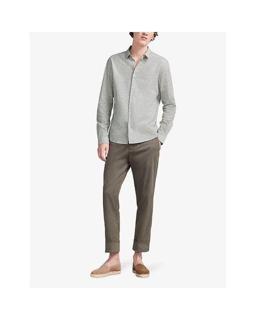 IKKS Gray Floral-print Slim-fit Cotton Shirt for men