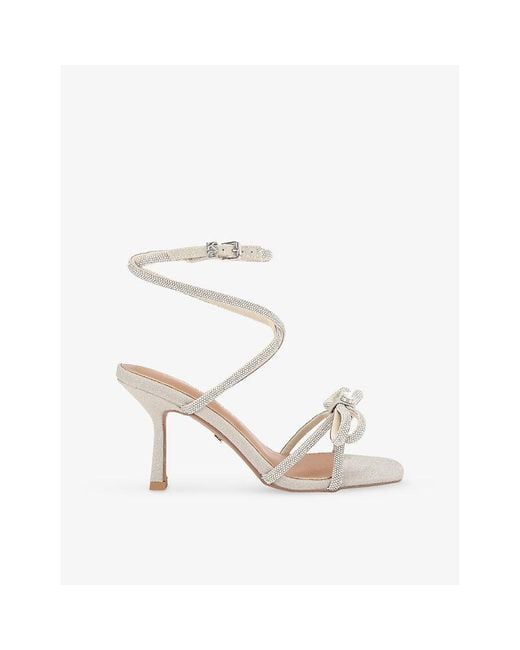 KG by Kurt Geiger White Avery Crystal-Embellished Woven Heeled Sandals