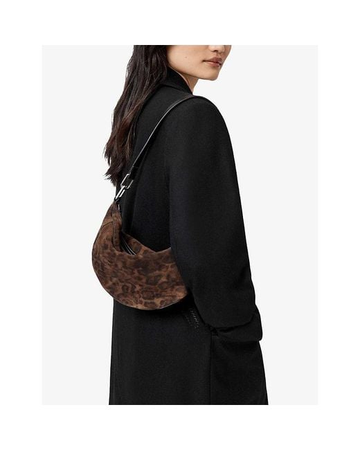 AllSaints Brown Luna Leppo Suede Shoulder Bag