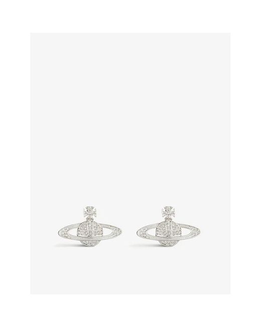Vivienne Westwood White Ladies Silver Bas Relief Orb Earrings