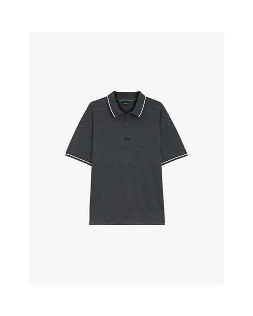 Boss Black Logo-Embroidered Short-Sleeve Cotton Polo for men