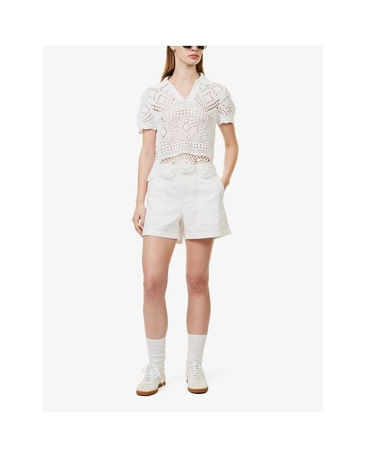 Polo Ralph Lauren White Logo-embroidered Straight-leg Cotton-twill Shorts