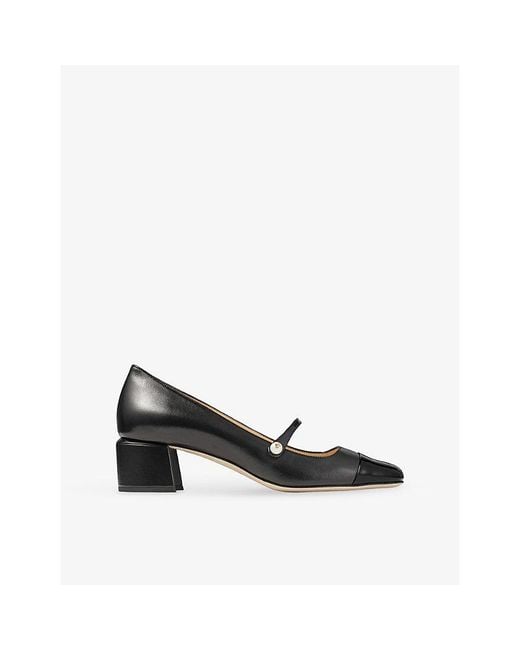 Jimmy Choo Black Elisa Block-Heel Leather Heeled Courts