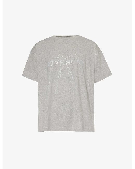 Givenchy Gray Graphic-print Boxy-fit Cotton-jersey T-shirt for men