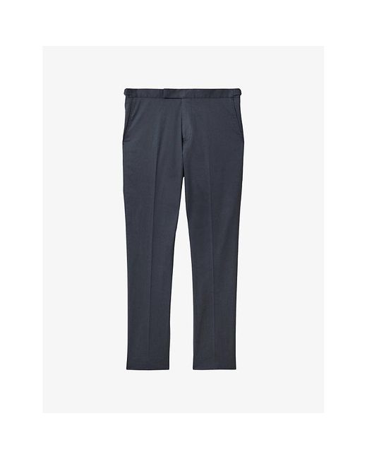 Reiss Blue Crawford Straight-leg Slim-fit Stretch Cotton-blend Trousers for men