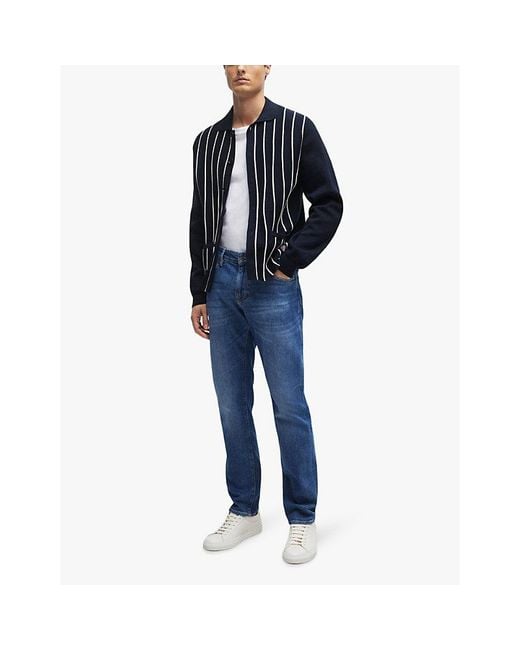 Boss Blue Regular-Fit Straight-Leg Mid-Rise Stretch-Denim Jeans for men
