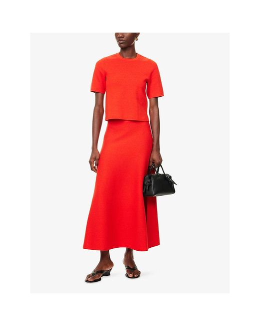 ME+EM Milano Flared Wool And Cotton Maxi Skirt