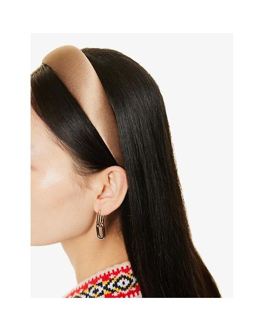 Jennifer Behr White Kate Brand-patch Silk Headband