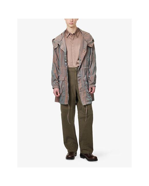 Dries Van Noten Voxer Hooded Woven Parka Jacket in Brown for Men