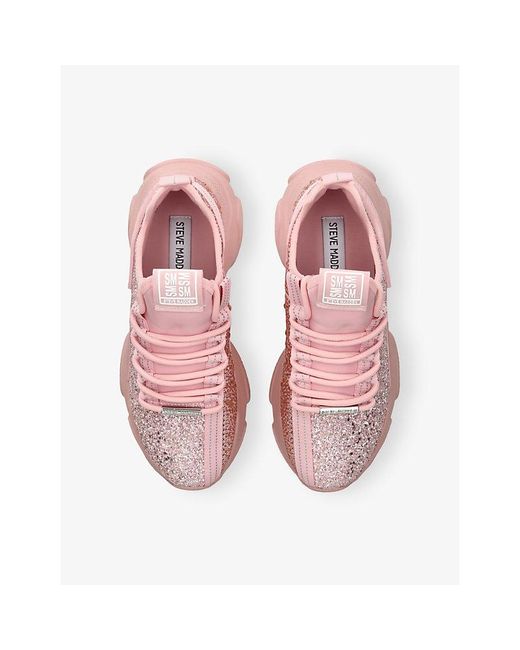 Steve Madden Pink Maxilla-G Glitter-Embellished Trainers