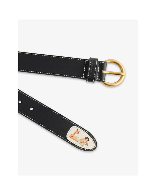 Duke & Dexter Black Ellis Pin Up Leather Belt for men