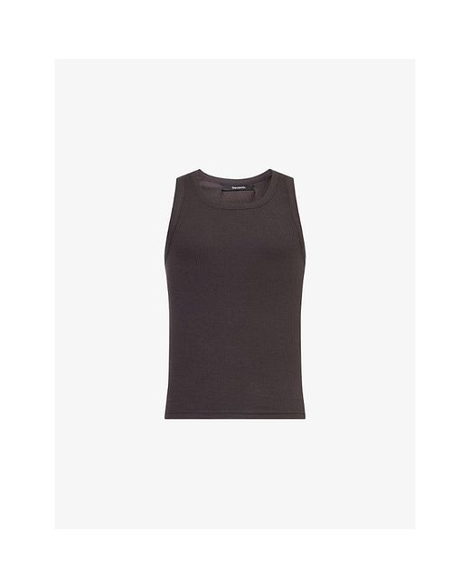 Seventh Black Base Ribbed Stretch-Cotton Vest Top for men