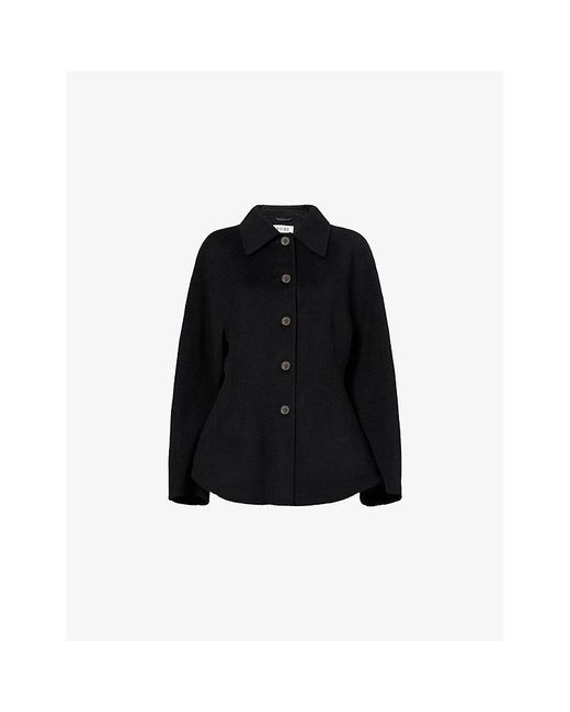 RÓHE Frames Black Sculptural Wool-Blend Jacket