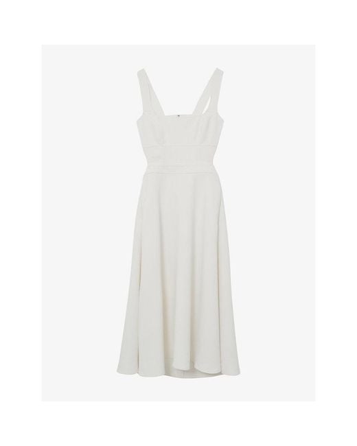 Reiss White Dina Cut-Out Woven Midi Dress