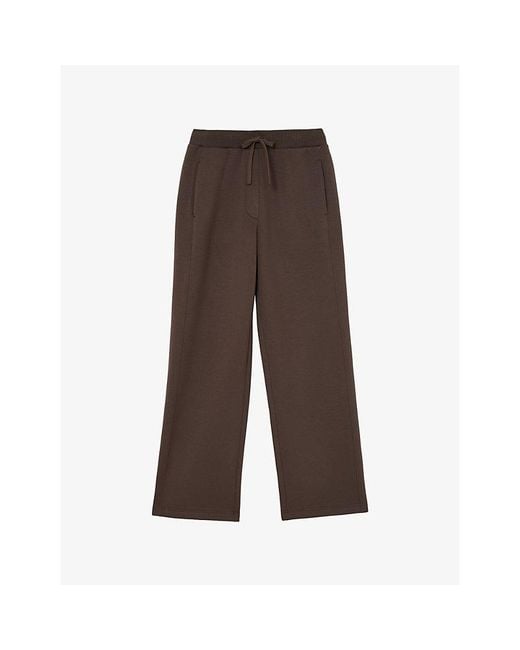 Reiss Brown Laney Wide-Leg Jersey Jogging Bottoms