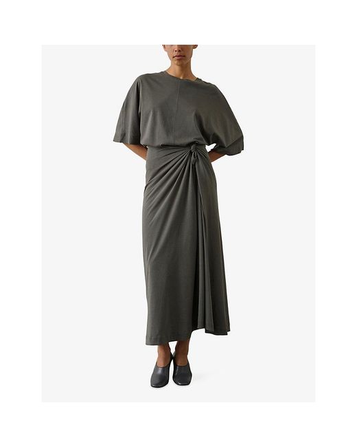 Soeur Brown Goa Wrap-Front Cotton-Jersey Maxi Skirt