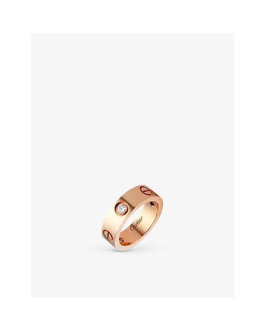 Cartier Multicolor Love 18Ct Rose- And 3 Diamonds Ring