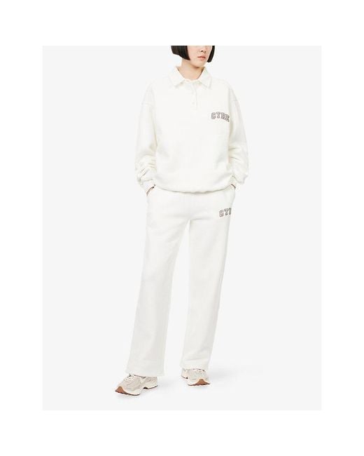 The Couture Club White Ctre Relaxed-Fit Cotton-Blend Polo Sweatshirt