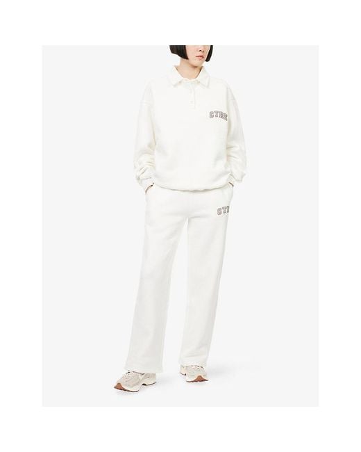 The Couture Club White Ctre Relaxed-Fit Cotton-Blend Polo Sweatshirt