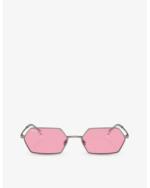 Ray-Ban Pink Rb3728 Yevi Irregular-frame Metal Sunglasses