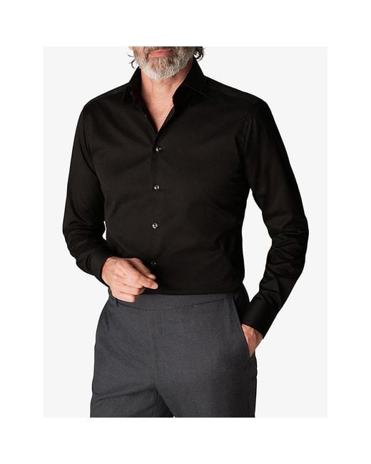 Eton of Sweden Black Slim-Fit Cotton-Twill Shirt for men