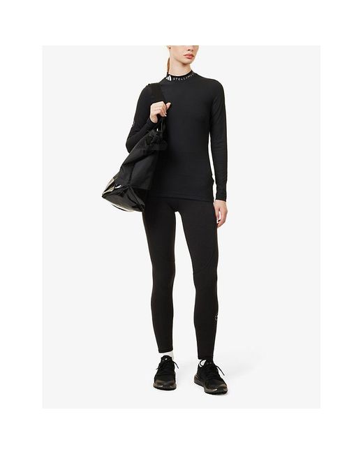 Adidas By Stella McCartney Black Sportswear Ribbed Stretch-recycled Polyamide Top X