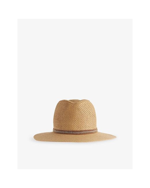 Melissa Odabash Natural Kate Woven Fedora Hat