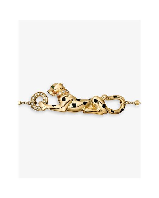 Cartier White Panthère De 18Ct- 0.07Ct Diamond, Tsavorite Garnet And Lacquer Bracelet