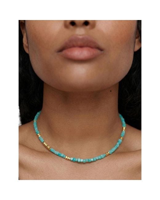 Monica Vinader Blue Amaia Gemstone 18Ct- Vermeil And Amazonite Beaded Necklace
