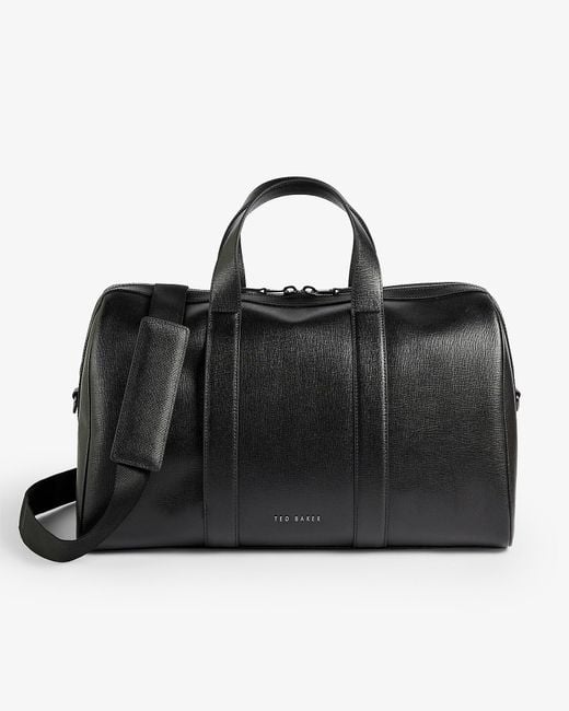 black leather mens holdall