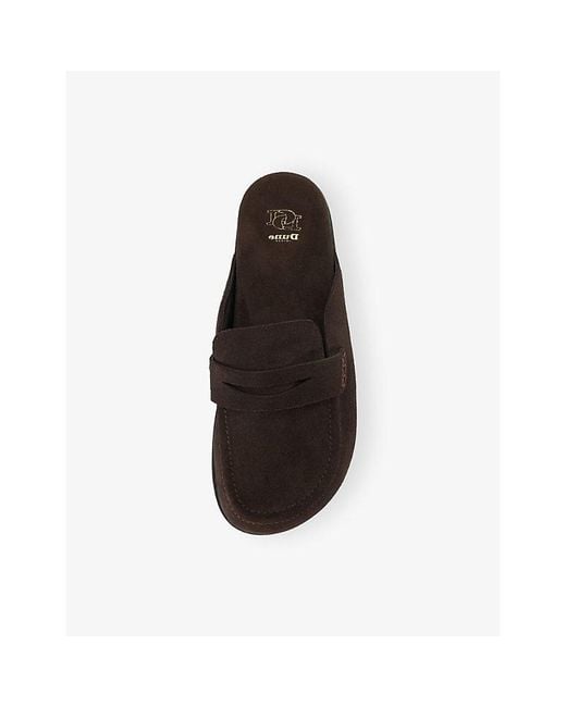 Dune Brown Goldens Suede Mule Loafers