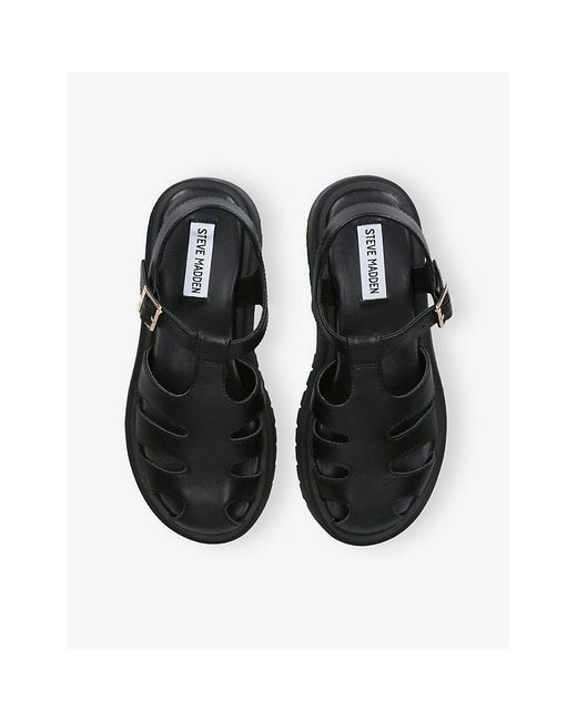 Steve Madden Black Minsk Leather Sandals
