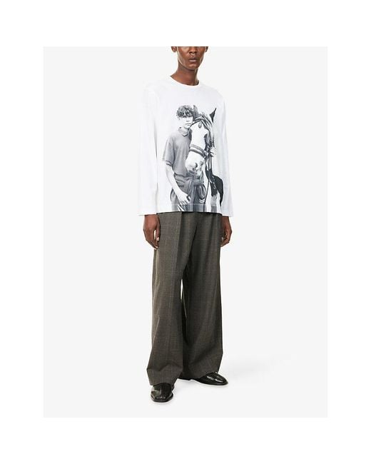 Simone Rocha Gray Peeling-Waist Wide-Leg Wool-Blend Trousers for men