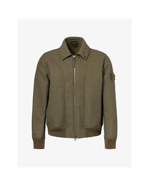 Stone Island Green Ghost Rubberised Leather Jacket for men